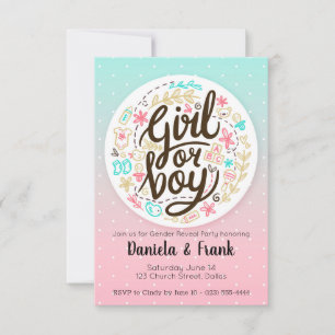Gender Reveve Invitation Baby Shower Boy oder Mädc Ankündigung