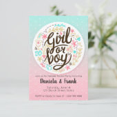 Gender Reveve Invitation Baby Shower Boy oder Mädc Ankündigung (Stehend Vorderseite)