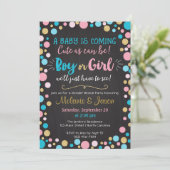 Gender Reveve Invitation Baby Shower Boy oder Mädc Einladung (Stehend Vorderseite)
