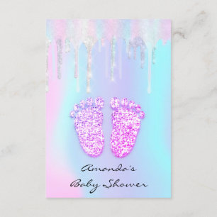 Gender Revival Baby Shower Feet Holographic Tropfe Einladung