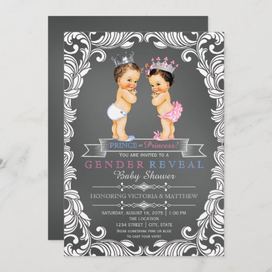 Genderdarstellung bei Prinzen oder Prinzessinnen Einladung (Vorne/Hinten)