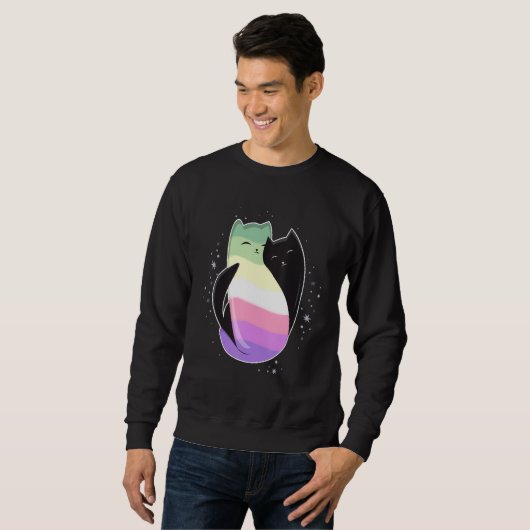 Genderfae Cat Flag Nonbinary Transgender LGBT Blac Sweatshirt (Vorne ganz)