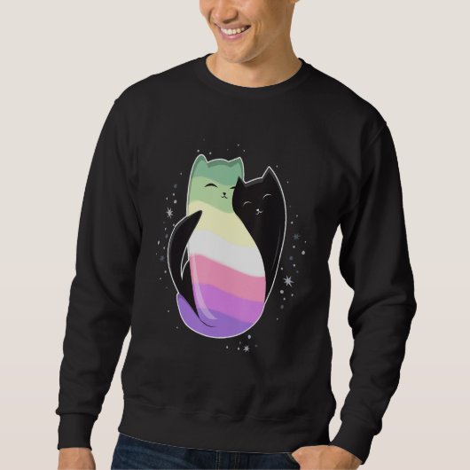 Genderfae Cat Flag Nonbinary Transgender LGBT Blac Sweatshirt (Vorderseite)