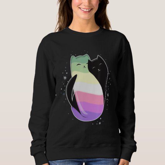 Genderfae Cat Flag Nonbinary Transgender LGBT Blac Sweatshirt (Vorderseite)