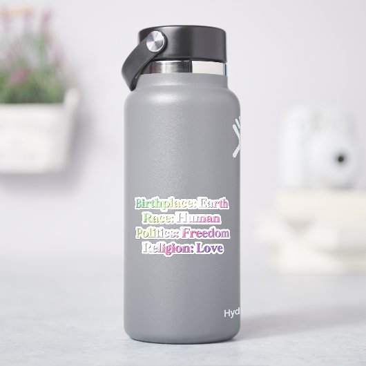 Genderfae Pride - Geburtsort: Erde. Rasse: Mensch Aufkleber (HydroFlask)