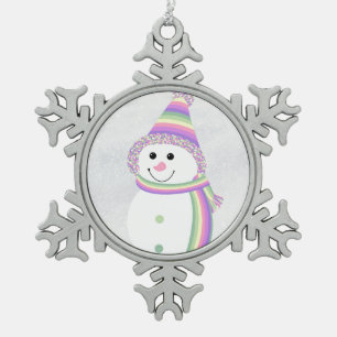 Genderfae Pride Snowman Snowperson Green Pink Schneeflocken Zinn-Ornament