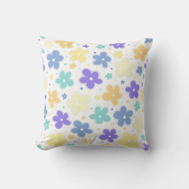 Genderfaun Pride Flag Blume Doodle Pastel Blue Kissen