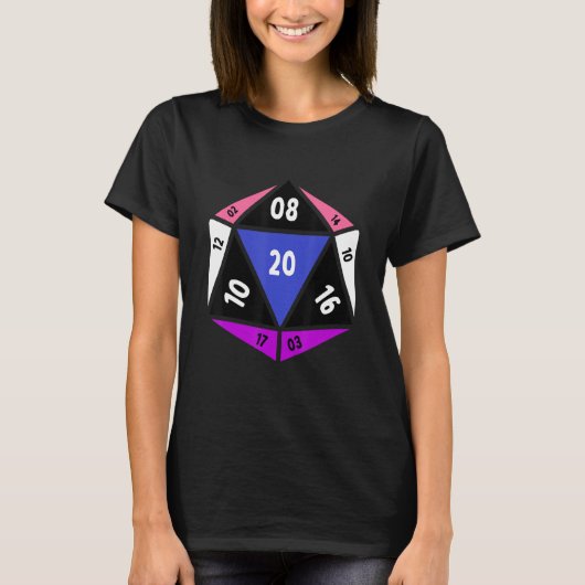 Genderfluid D20 Dice Nonbinary Rainbow Pride LGBTQ T-Shirt (Vorderseite)