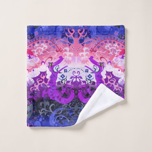 Genderfluid Dragon Damask - Genderfluid-Stolperfla Badhandtuch Set (Waschlappen)