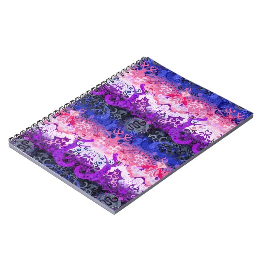 Genderfluid Dragon Damask - Genderfluid-Stolperfla Notizblock (Linke Seite)