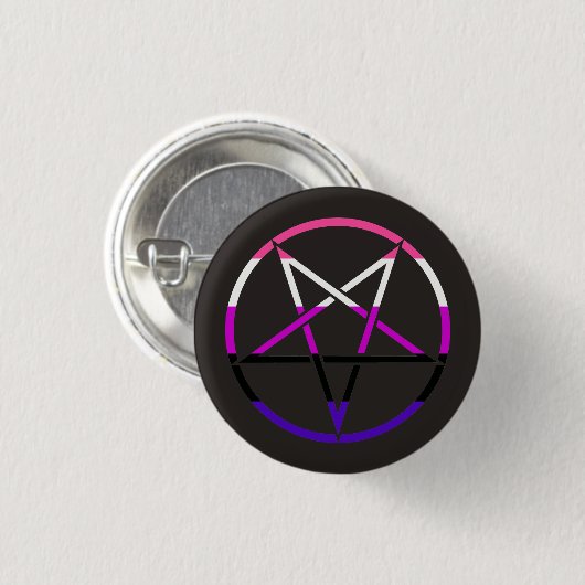 Genderfluid Flagge Pentagram Button (Vorne & Hinten)