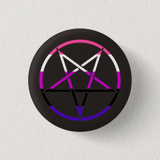 Genderfluid Flagge Pentagram Button (Vorderseite)