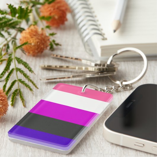 Genderfluid Flagge Schlüsselanhänger (Vorderseite rechts)