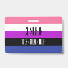 Genderfluid-Flaggenname / Pronoun-Abzeichen Ausweis