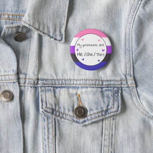 Genderfluid He/She/they/they Pronoun-Button Button (Beispiel)