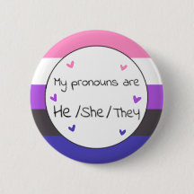 Genderfluid He/She/they/they Pronoun-Button