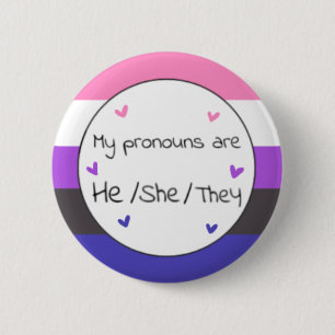 Genderfluid He/She/they/they Pronoun-Button Button