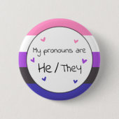 Genderfluid He/they Pronoun Button (Vorderseite)