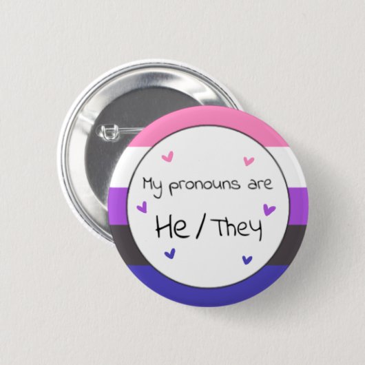 Genderfluid He/they Pronoun Button (Vorne & Hinten)