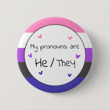Genderfluid He/they Pronoun Button