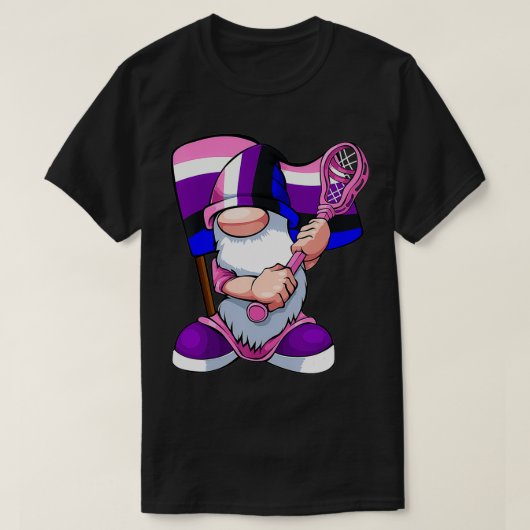 Genderfluid Lacrosse Player LGBTQ Gnome Prix Flag T-Shirt (Design vorne)