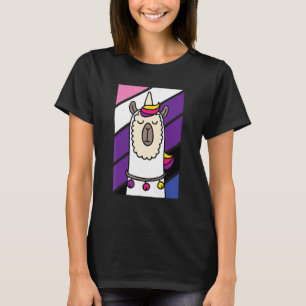 Genderfluid Llama LGBT-Q Funny Alpaca Einicorn Pri T-Shirt