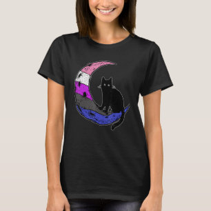 Genderfluid Moon Cat Pride Flag LGBT Subtle Gay No T-Shirt