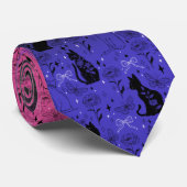 Genderfluid Pride Black Cat - Mystische Hexe Krawatte (Gerollt)