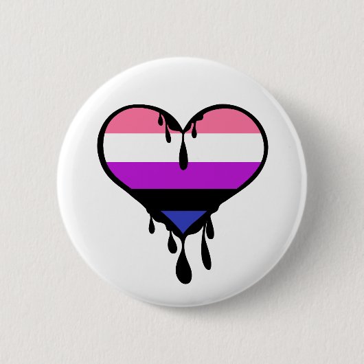 Genderfluid-Pride-Dripping Herz Button (Vorderseite)