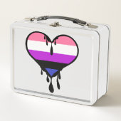Genderfluid-Pride-Dripping Herz Metall Brotdose (Vorderseite)