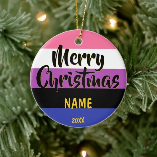 Genderfluid Pride Flag Personalisierte Weihnachten Keramik Ornament (Baum)