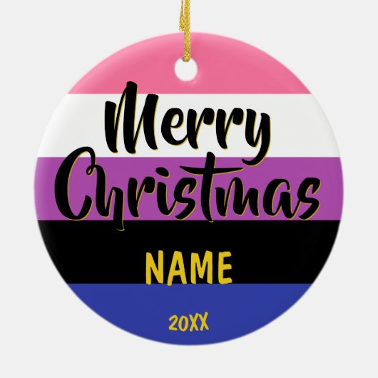 Genderfluid Pride Flag Personalisierte Weihnachten Keramik Ornament (Hinten)