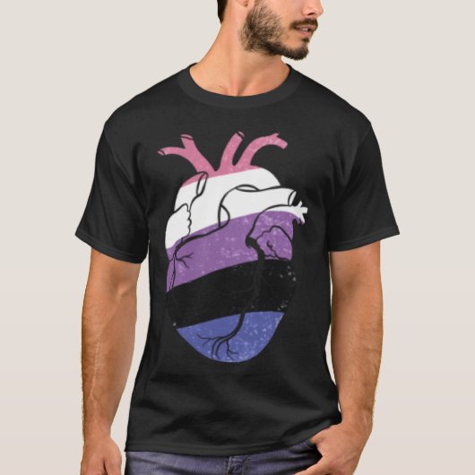 Genderfluid Pride Heart Flag T-Shirt (Vorderseite)