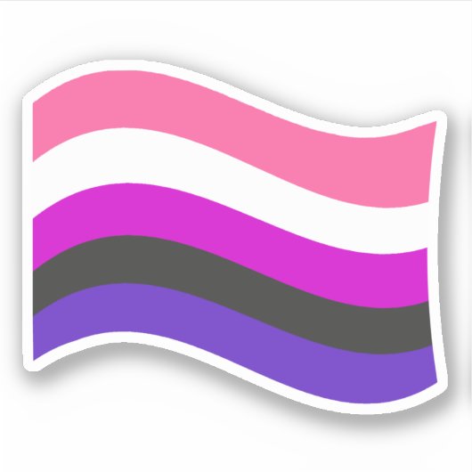 Genderfluid Pride Wavy Flag Aufkleber (Vorderseite)