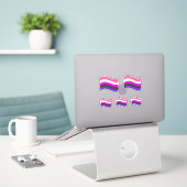 Genderfluid Pride Wavy Flag Aufkleber (Laptop auf Schreibtisch)
