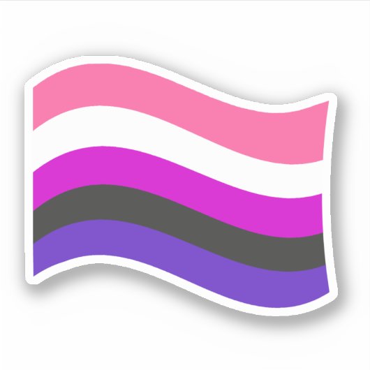 Genderfluid Pride Wavy Flag Aufkleber (Vorderseite)