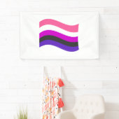 Genderfluid Pride Wavy Flag Banner (Insitu)