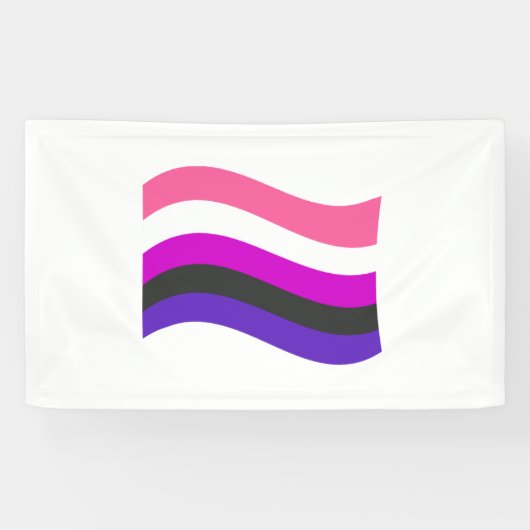 Genderfluid Pride Wavy Flag Banner (Horizontal)