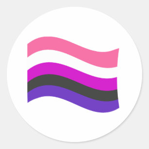 Genderfluid Pride Wavy Flag Runder Aufkleber