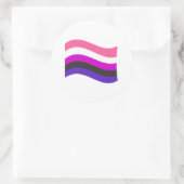 Genderfluid Pride Wavy Flag Runder Aufkleber (Tasche)