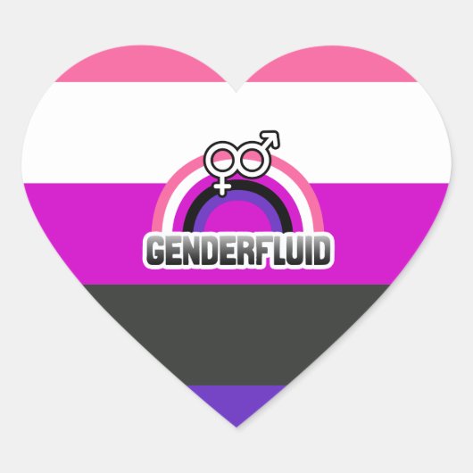 GENDERFLUID RAINBOW Herz-Aufkleber (Vorderseite)