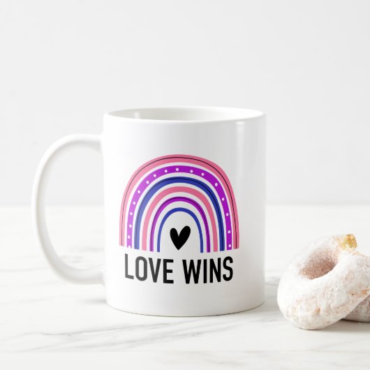 Genderfluid Rainbow Liebe gewinnt Kaffeetasse (Mit Donut)