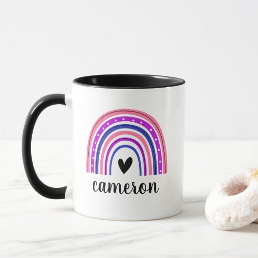 Genderfluid Rainbow Personalisiert Tasse (Mit Donut)