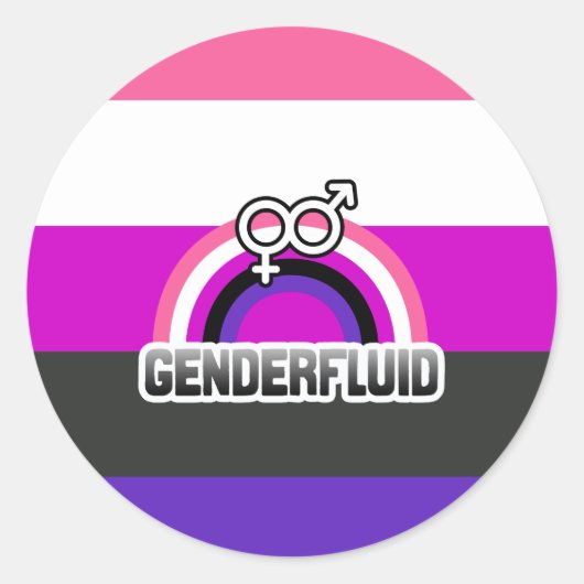 GENDERFLUID RAINBOW RUNDER AUFKLEBER (Vorderseite)