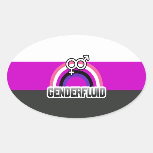 GENDERFLUID REGENBOGEN OVALER AUFKLEBER (Vorderseite)