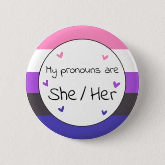 Genderfluid She/her Pronoun-Button Button (Vorderseite)