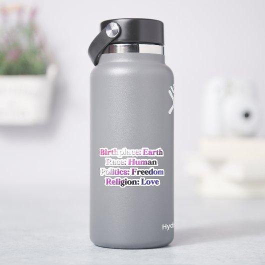 Genderfluid Stolz - Geburtsort: Erde. Rasse: Mensc Aufkleber (HydroFlask)