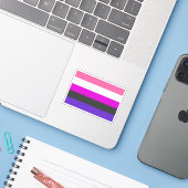 Genderfluid-Strichflagge Aufkleber (Laptop mit iPhone)