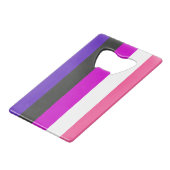 Genderfluid-Strichflagge Geldbeutel Flaschenöffner (Vorderseite Schrägansicht)