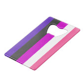 Genderfluid-Strichflagge Geldbeutel Flaschenöffner (Rückseite Schrägansicht)